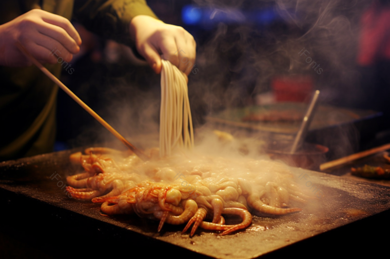 夜市美食麻辣鱿鱼烧烤实拍摄影图,高清,摄影图,摄影图片,图片大全,摄影图免费下载
